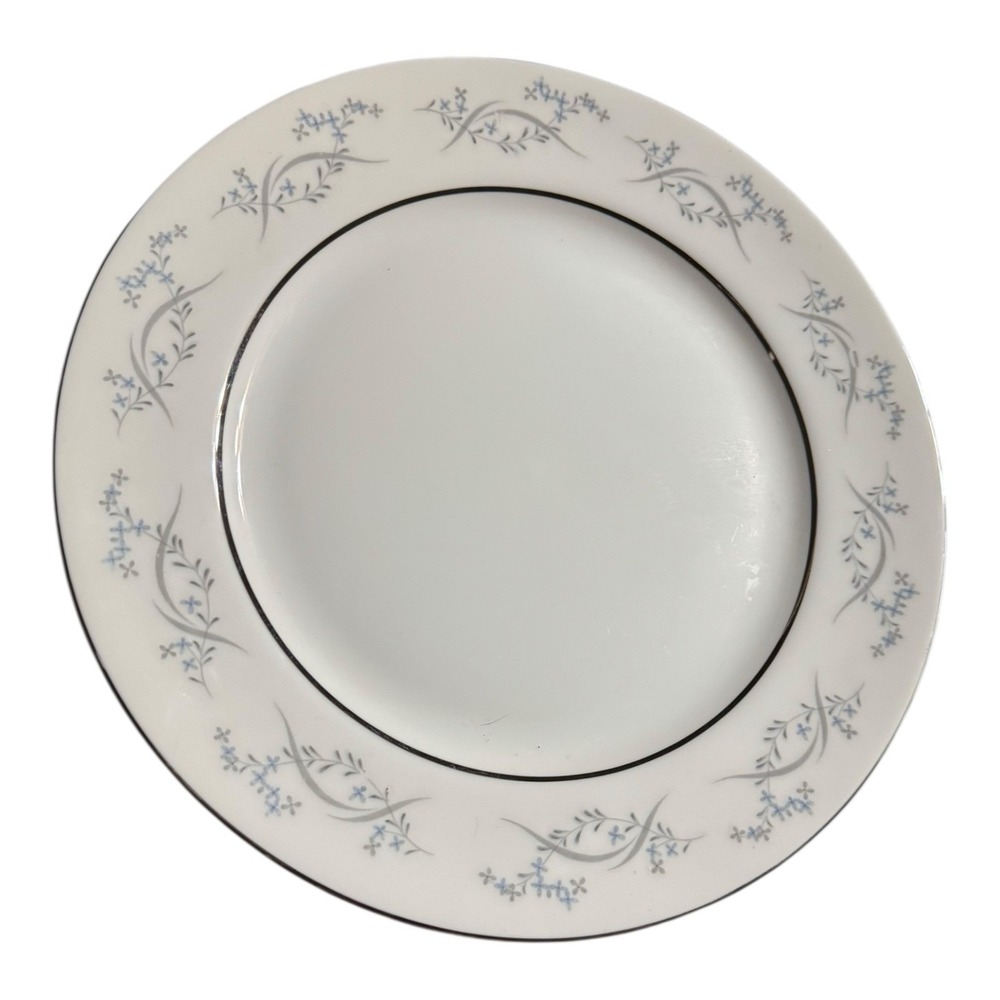 Counselor Fine China 1943 Symphony Japan 10 3/8 Dinner Plate Blue Silver Floral